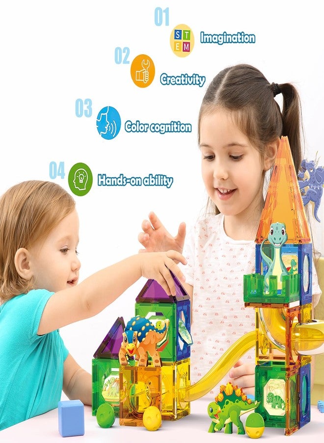 Doloowee Dinosaur Magnetic Blocks Set, Upgrade DIY Magnets Building Blocks for Kids, 60 Piece Magnets Tiles for Boys and Girls Learning by Playing Games to Improve Imagination and Creativity - Image 3